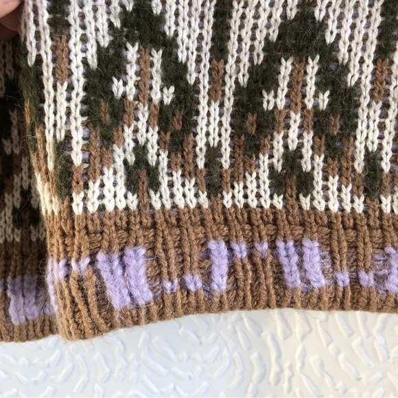 Anthropologie Fabiana Alpaca Wool Blend Fair Isle Knit Cropped Length Sweater - Picture 9 of 14